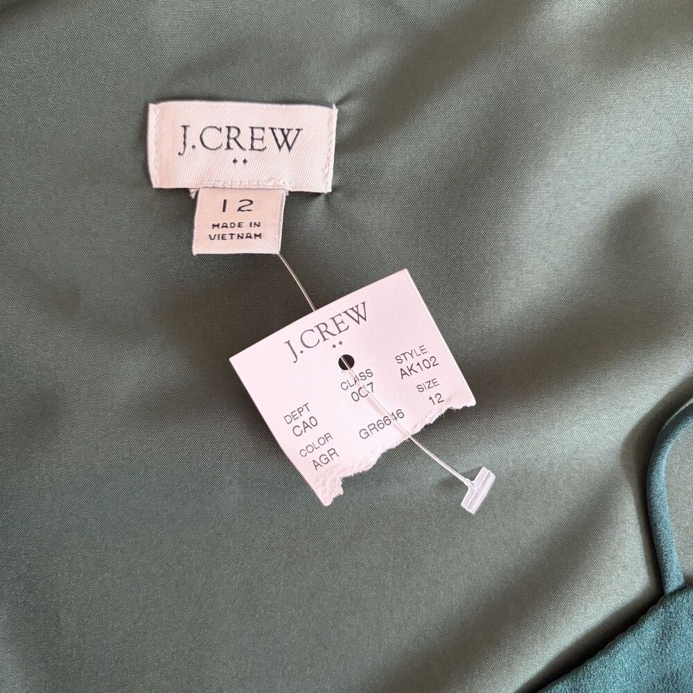 J Crew Womens Green Cami Tank Top Adjustable Blouse Scalloped Hem Size 12 - Picture 8 of 8